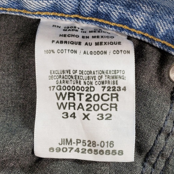 Wrangler Retro Relaxed Bootcut Jeans Mens 34x32 Light Wash Blue Denim WRT20CR - Picture 8 of 8